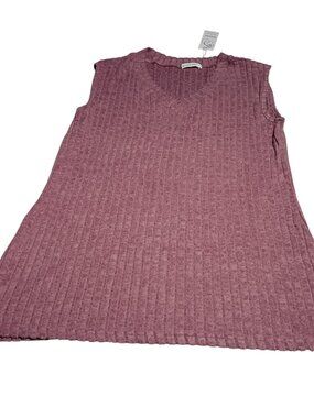 MOSHU Women's Ribbed Knit Sleeveless V-Neck Tunic Tank Top Size: Large
